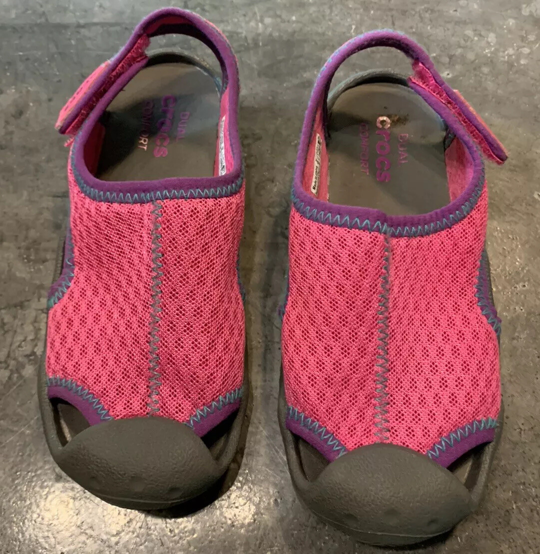 Crocs Swiftwater Mesh Water Sandals Dual Comfort Shoe Pink kids sz C 12  Pool | eBay