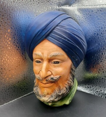 Vintage Bossons Turban Beard Man English Handpainted Chalkware Wall Hanging