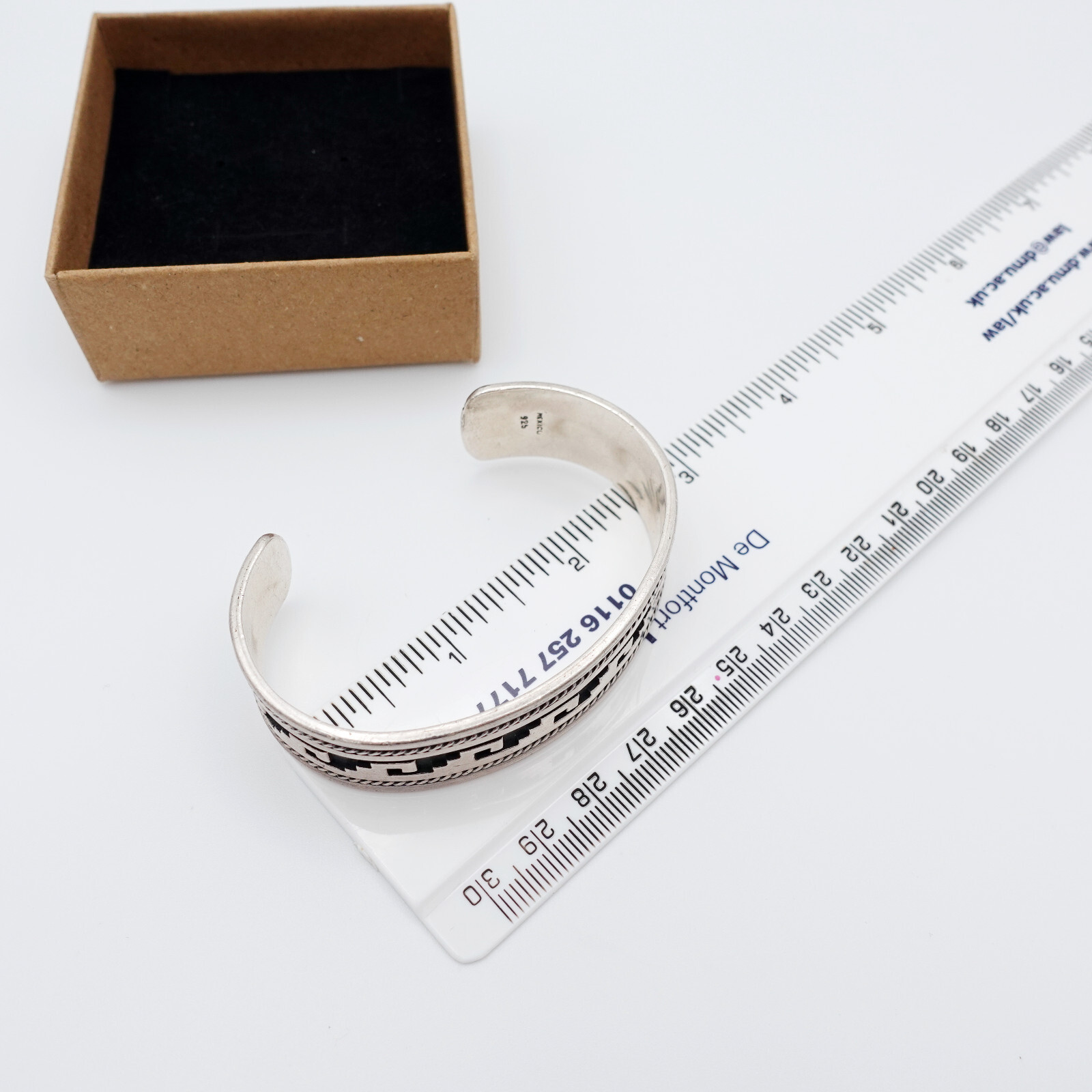 Solid Sterling Silver Overlay Cuff Bracelet with … - image 10