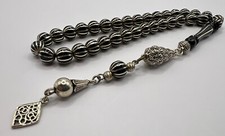 Erzurum Oltu Taşı Tesbih 925er Silber Püskül Gebetskette – 12-Dilim Karpus Yarma