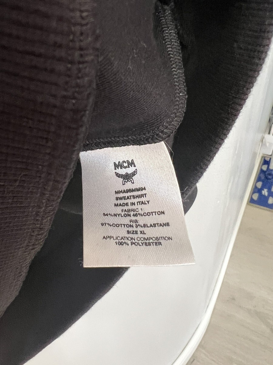 Authentic MCM Blk Crystal Glitter Logo Sz XL NylonCotton