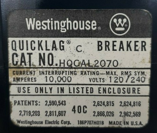 Westinghouse HQCAL2070 Quicklag Leitungsschutzschalter Typ C - Bild 2 von 4