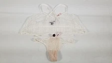 NWT Victoria's Secret White Lace Bralette Set M L Fishnet Thong