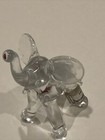 Elephant Miniature Clear Art Glass Figurine. Trunk Up For Luck 2.75" Clear Mini — photo 1
