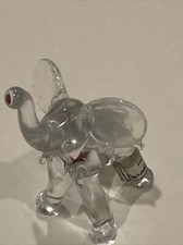 Elephant Miniature Clear Art Glass Figurine. Trunk Up For Luck 2.75