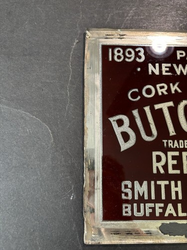 Antique Original 1900s Painted Glass Foil Butcher Boy Buffalo Rochester NY Sign - Picture 24 of 24