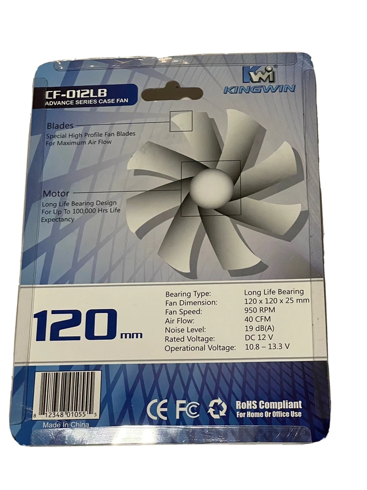 Kingwin CF-012LB 120 x 120 X 25 mm Long Life Bearing Advanced Series Case Fan - Image 3 of 3