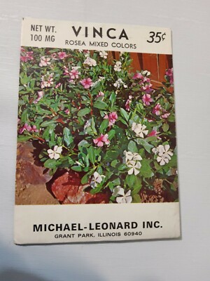 Vintage Seed PACKET For Art Display Rosea Mixed Colors Vinca