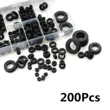 Portable 200X Car Rubber Grommet Set Electrical Wire Gasket Kit w/ Storage Case