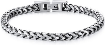 Men Bracelet Stainless Steel Fold Over Clasp Franco Chain Bracelets Jewelry Gift