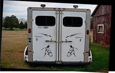 2 LARGE 12.5" MULE STICKERS MIRRORED DECALS HORSE TRAILOR DRAFT MULES *C535*
