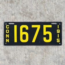 1915 Connecticut Porcelain License Plate Auto Tag 1 Four Digit High Quality 1675