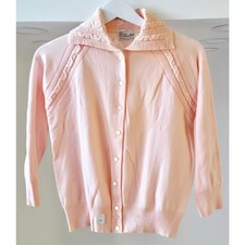 VINTAGE NEW 1960's Women's Light Pink Sweater w/Collar 100 Nylon Size 40
