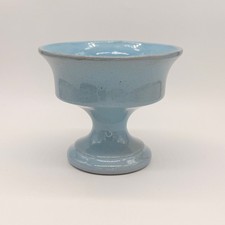 Vtg. Frankoma Pottery #51 Vintage Blue Glaze Pedestal Compote Dish Bowl Planter