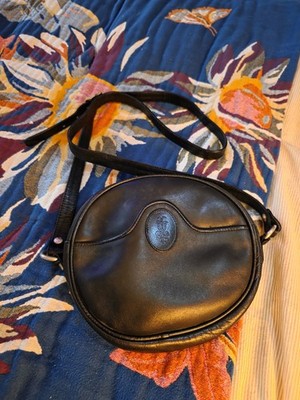 Vintage Short Run Limited Llardo Black Leather Round Canteen Handbag Crossbody 