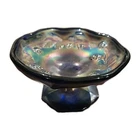 Fenton  Old Carnival Glass Blackberry Miniature Compote Bowl Cobalt Base