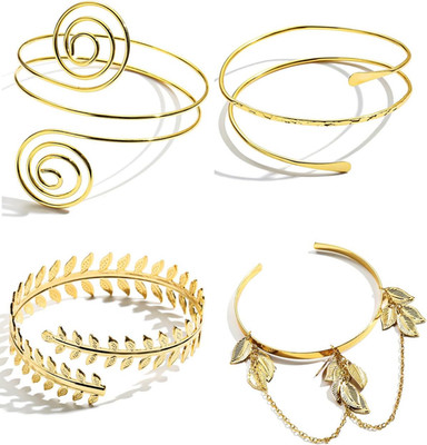 4-6 Pcs Arm Cuff Upper Arm Band Cuff Bracelet Bangle for Women Adjustable Armban