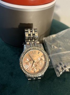 Relic Women's ZR15752 Layla Silver-Tone Watch Pink Rose Face NICE