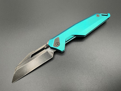 Ketuo Akimbo Folding Knife 2.88'' Bohler M390 Steel Blade Teal Titanium Handle