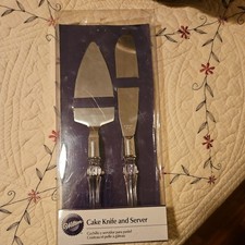Wilton Cake Knife  Server Set Wedding Anniversary Stainless Steel Crystal Look