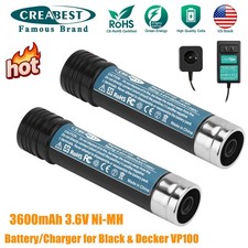 Battery/Charger For Black Decker Versapak VP100 VP130 VP230 3.6V 3600mAh Ni-MH