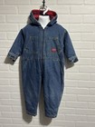 Rare Vintage Oshkosh Toddler Hooded Lined Winter Snowsuit Unisex Denim Blue 24 M