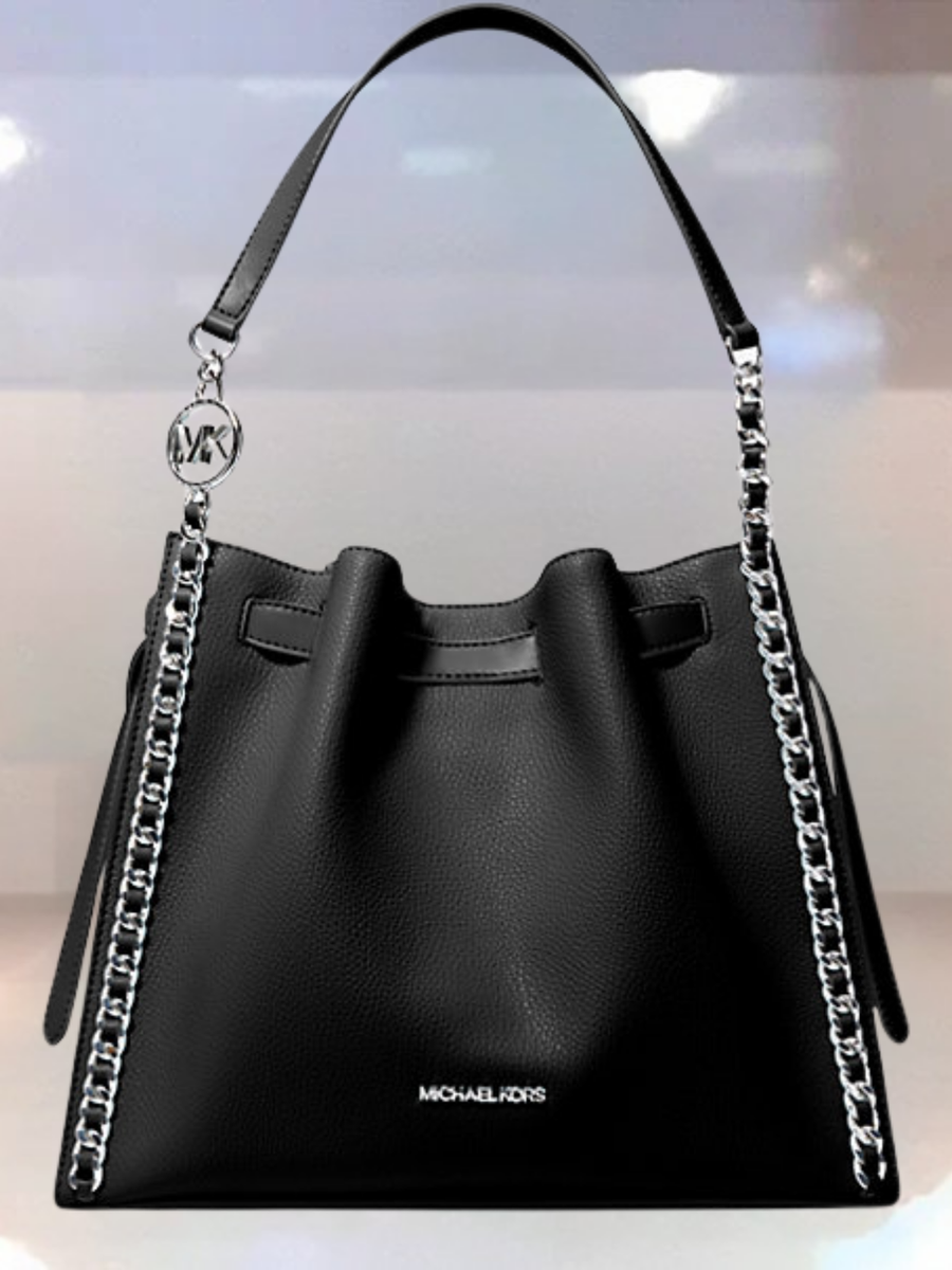 Michael Kors Mina Women Large Shoulder Bag PVC Belted Chain