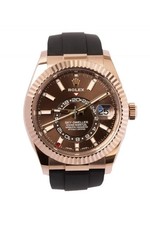 Unworn  Rolex Sky-Dweller 42mm 326235 18k Rose Gold Chocolate Dial Full Set