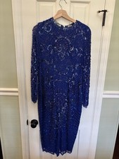 Vintage Blue Sequin Dress Size 14