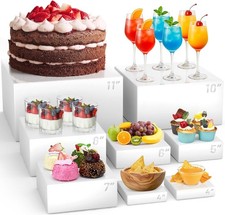 8 Pcs Buffet Food Risers,11" Large Acrylic Dessert Cupcake Table Stands White Fr