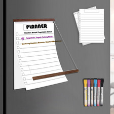 Acrylic Magnetic Magnetic Whiteboard for Fridge W/Markers Reusable Meal Planne