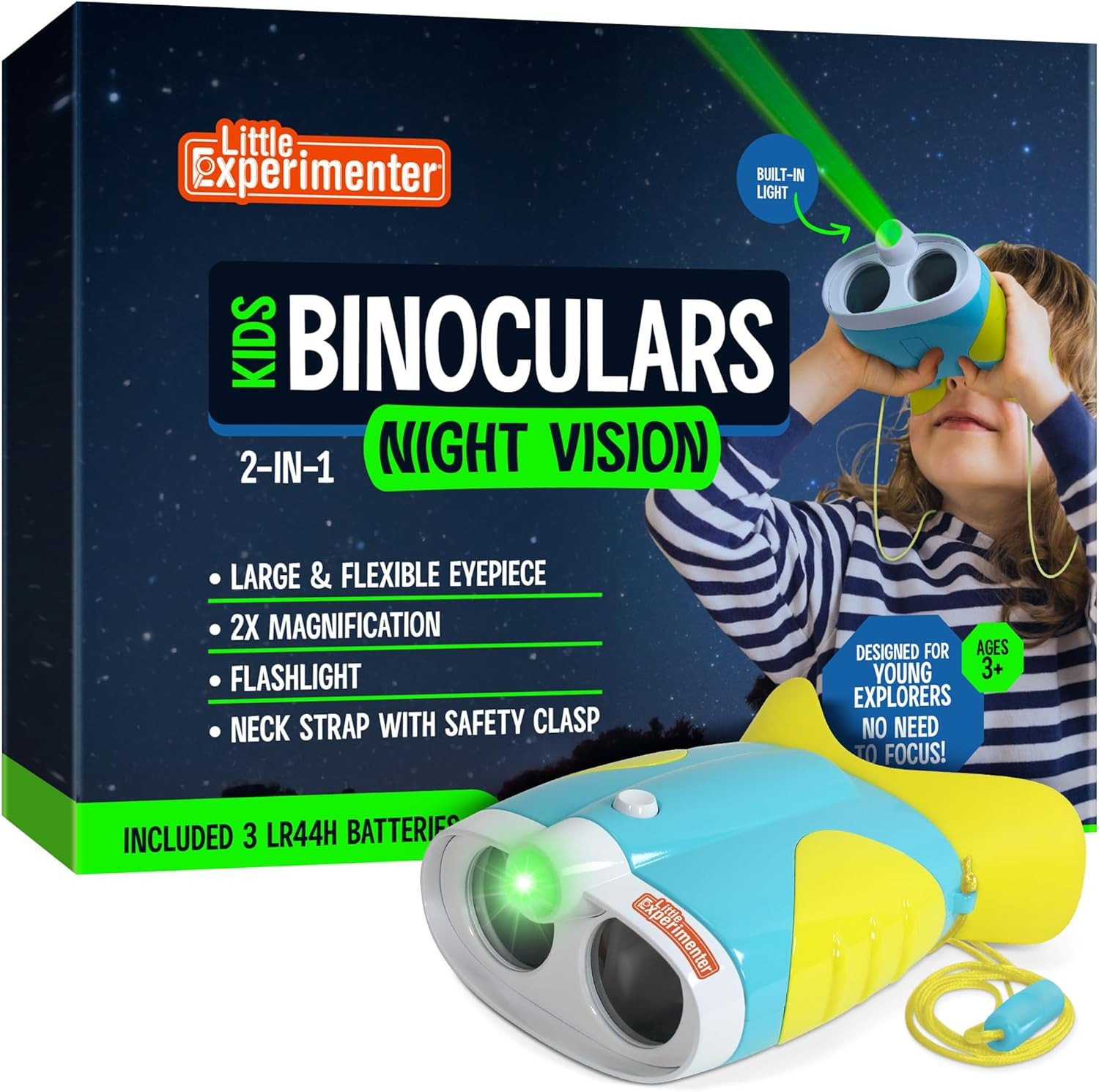 Binoculars For Toddlers & Kids, Flash Light & Face Comfort Rubber,