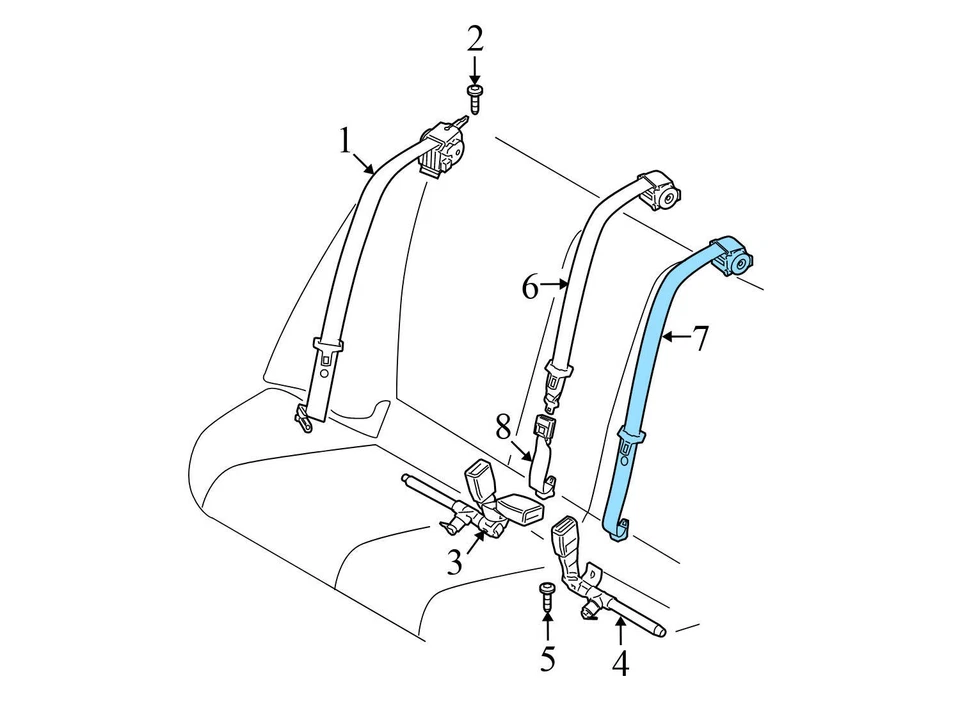 BMW M3 2009-2011 - retractor de cinturón de seguridad central trasero 7245609 Foto 2 de 4