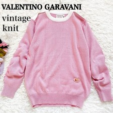 VALENTINO GARAVANI Valentino Vintage Knit Sweater with Gold Logo Plate Crew Neck