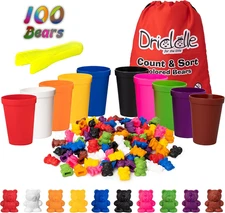 Colorful Counting Bears with Matching Cups - 100 Bears - Sort, Count & Color Rec