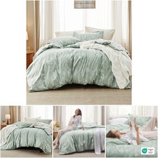 King Sage Green Comforter Set 3 Pieces Floral Bedding Soft Reversible