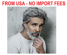 Mens Short Grey Wigs for Men Short Straight Layered Natural Synthetic Men's W...