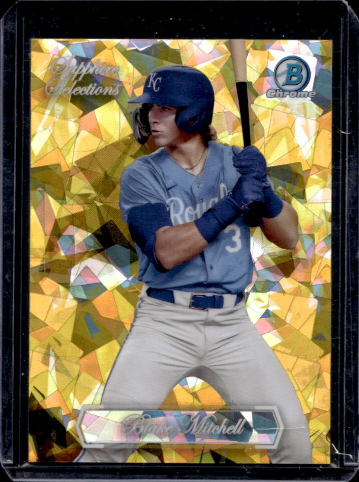 2023 Bowman Draft Sapphire Blake Mitchell Selections Gold Refractor #/50 Royals