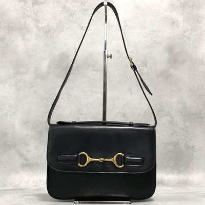 CELINE Horsebit Calf 2Way Shoulder Bag Black
