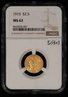 1915 $2.50 Indian Head Gold Quarter Eagle - NGC MS 62 - G5803 & G6414 -	 thowo21