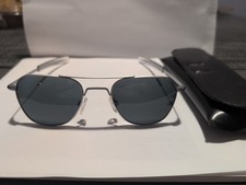 Vintage Rochester FGS Silver Gray Aviator Pilot Metal Reading Sunglasses Korea