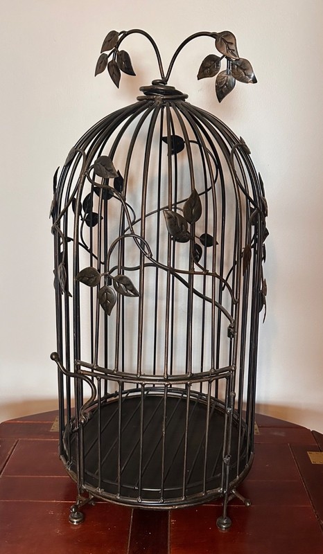 BRONZE/ COPPER 24" x 12" Bird Cage *PATINA Big DOOR Decorative Leaves LARGE Home