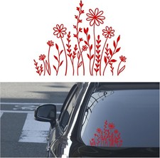 Wildflower Boho Car Decal Sticker, Waterproof Vinyl Floral Auto Ext Color: Red