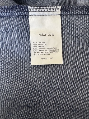NEW! Wrangler Shirt Men's L Blue Denim Jean Pearl Snap Cowboy Cut Work Western - Picture 10 of 11