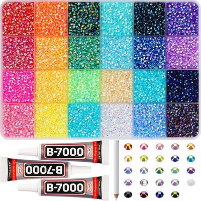 32000Pcs 3mm Rainbow Jelly Rhinestones Gems for Bedazzling Crafting, Colorful...