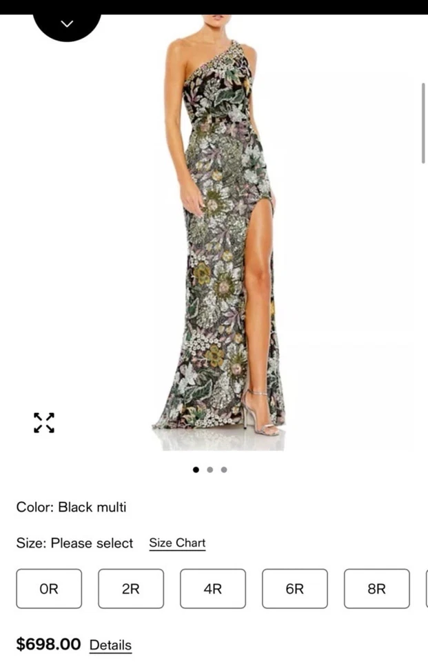 NWT Mac Duggal Women's Embellished Floral One Shoulder Gown: Size 4 - Image 4 of 4