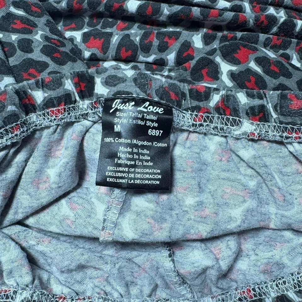 Pantalones Y2K tiro bajo Just Love rojo y negro estampado de leopardo Foto 4 de 4