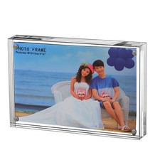 Clear Acrylic Photo Frame,Magnetic Perspex Picture Holders Table Standing Dou...