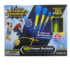 The Original Stomp Rocket 1-Launcher 3- LED Power Rockets Fly High-STEM LEARNING