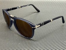 PERSOL PO0714 121733 Blue Brown Unisex 54 mm Sunglasses